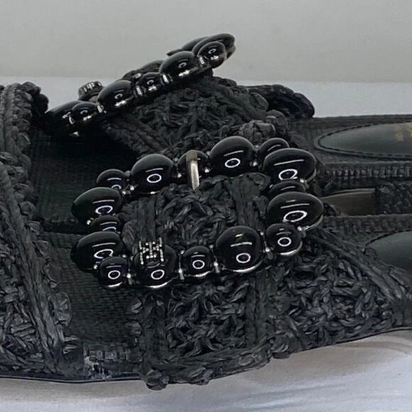 Sam Edelman Women's Elisa Woven Strap Sandals Black Size 7.5 – Slip-On Flats - Picture 10 of 10